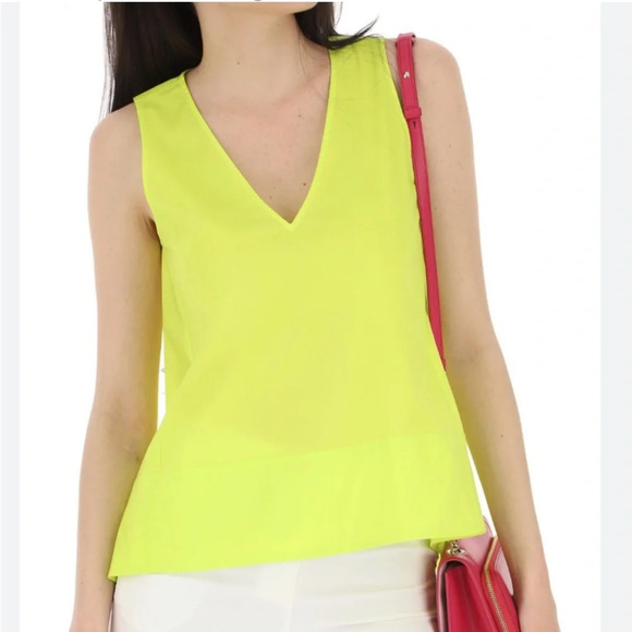LOFT Tops - LOFT Sleeveless Vneck Top Blouse Bright Neon Yellow Small